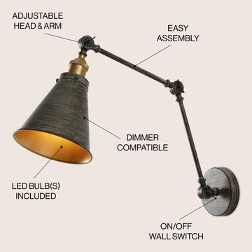 Rover 7" Adjustable Arm Metal LED Wall Sconce
